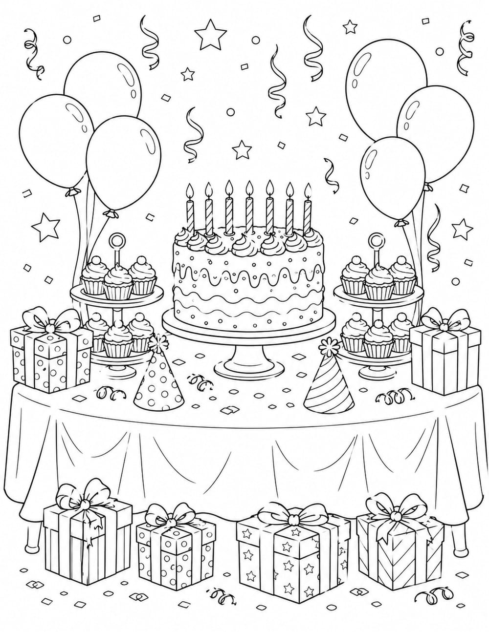 Birthday Party Table Coloring Page 9 printable preview