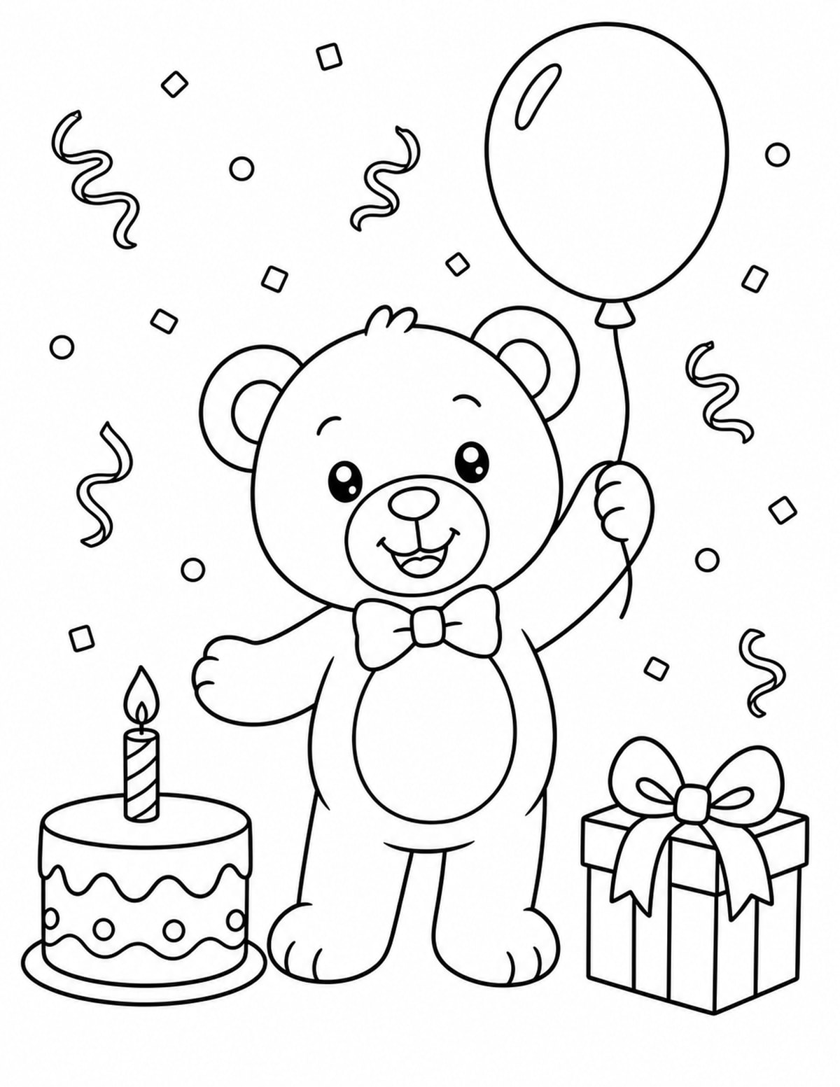 Birthday Teddy Bear Coloring Page 2 printable preview