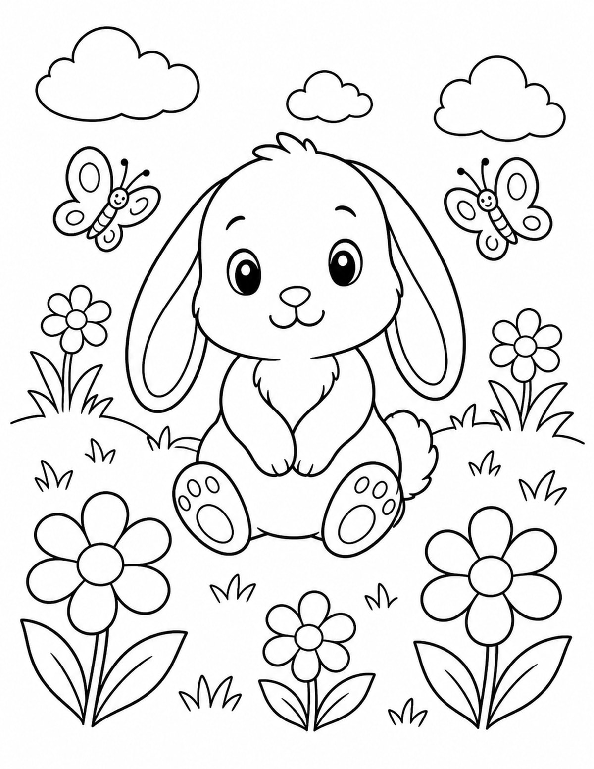 Bunny Spring Coloring Page 1 printable preview