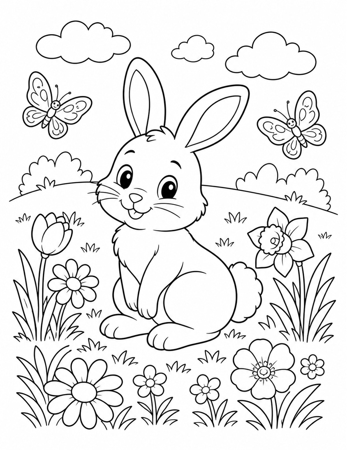 Bunny Spring Coloring Page 3 printable preview