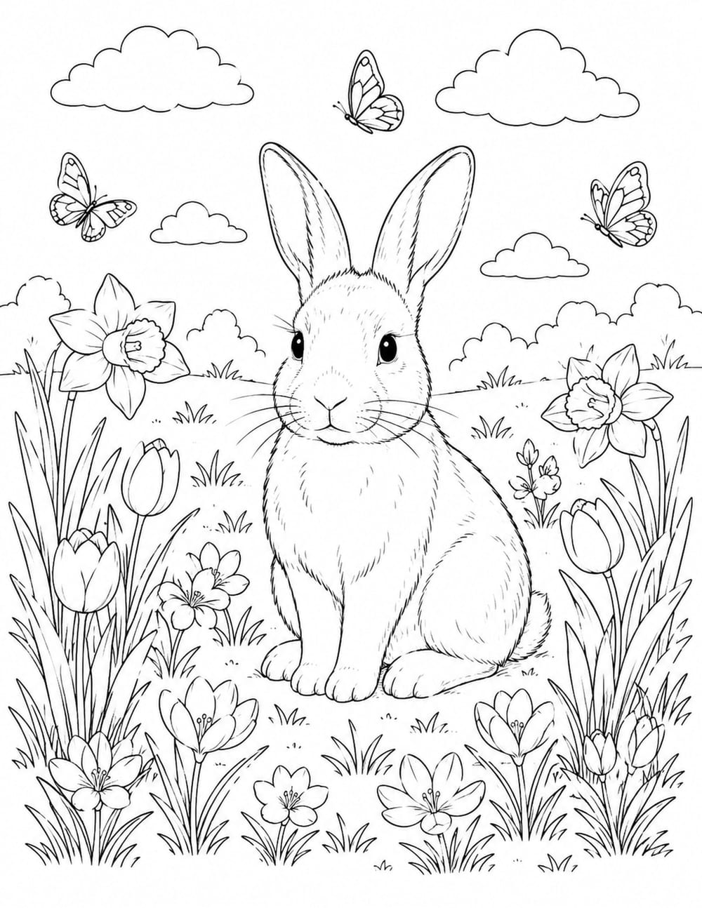 Bunny Spring Coloring Page 6 printable preview