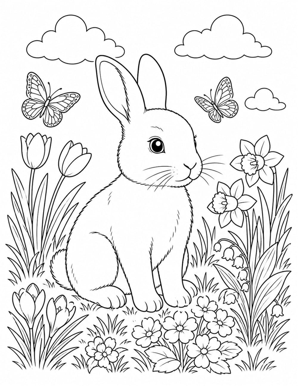 Bunny Spring Coloring Page 7 printable preview