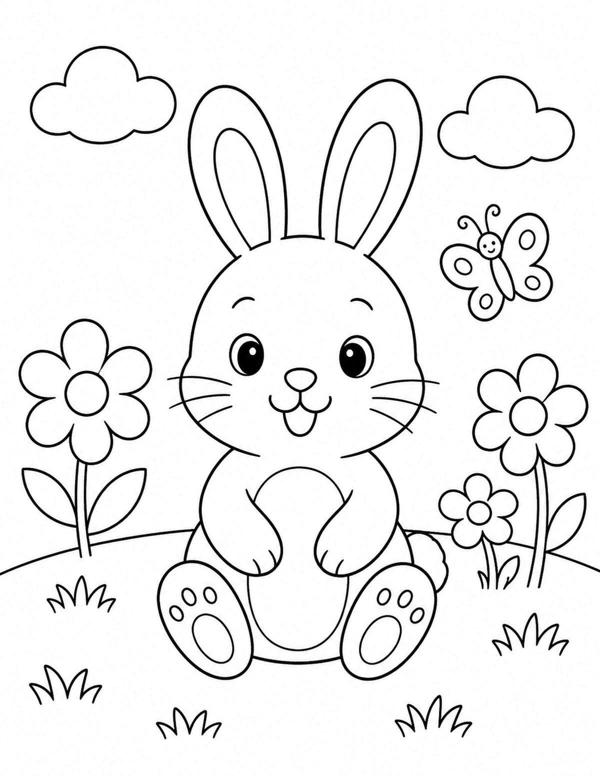 Bunny Spring Coloring Page 8 printable preview