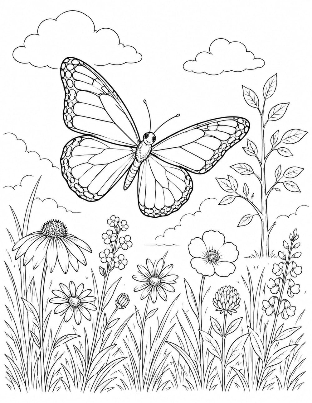 Butterfly Spring Coloring Page 1 printable preview