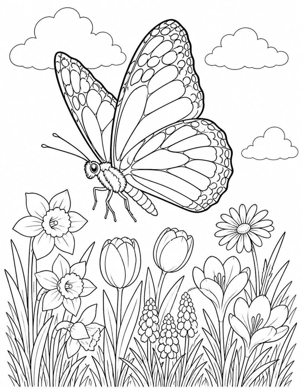 Butterfly Spring Coloring Page 2 printable preview
