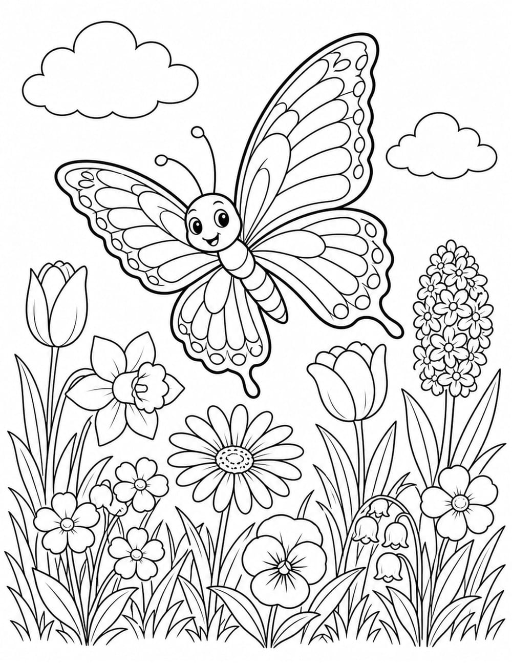 Butterfly Spring Coloring Page 3 printable preview