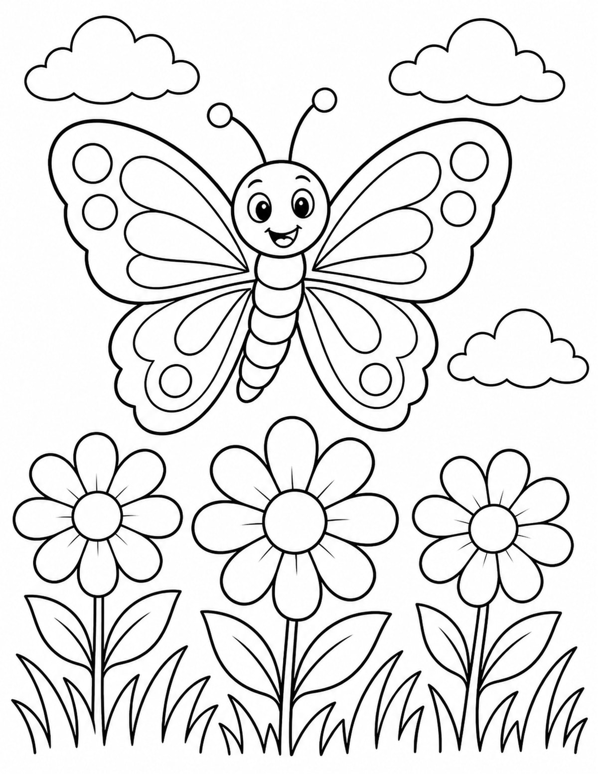 Butterfly Spring Coloring Page 4 printable preview