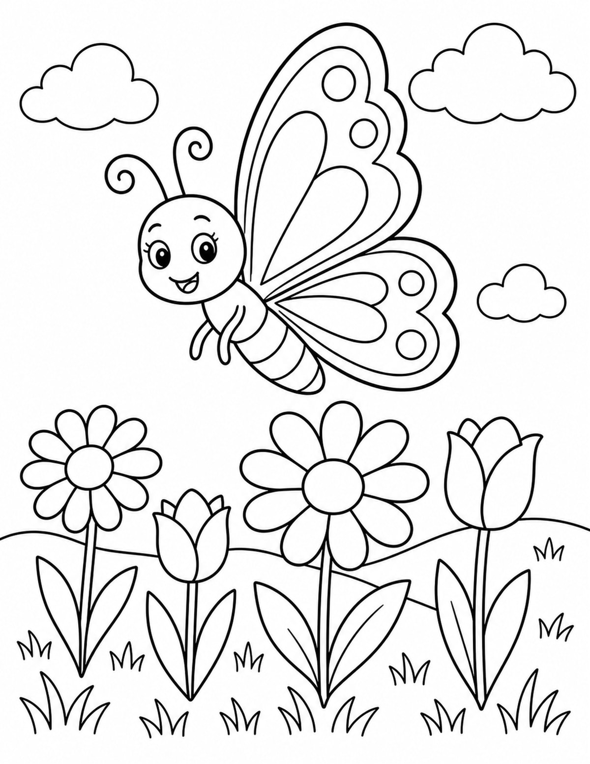 Butterfly Spring Coloring Page 5 printable preview