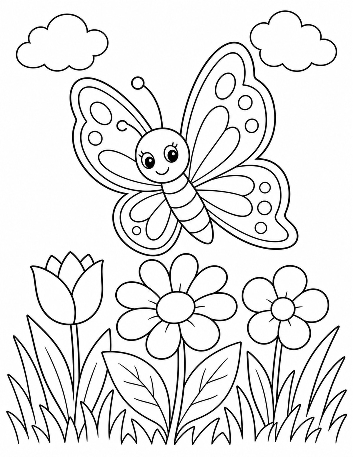 Butterfly Spring Coloring Page 6 printable preview