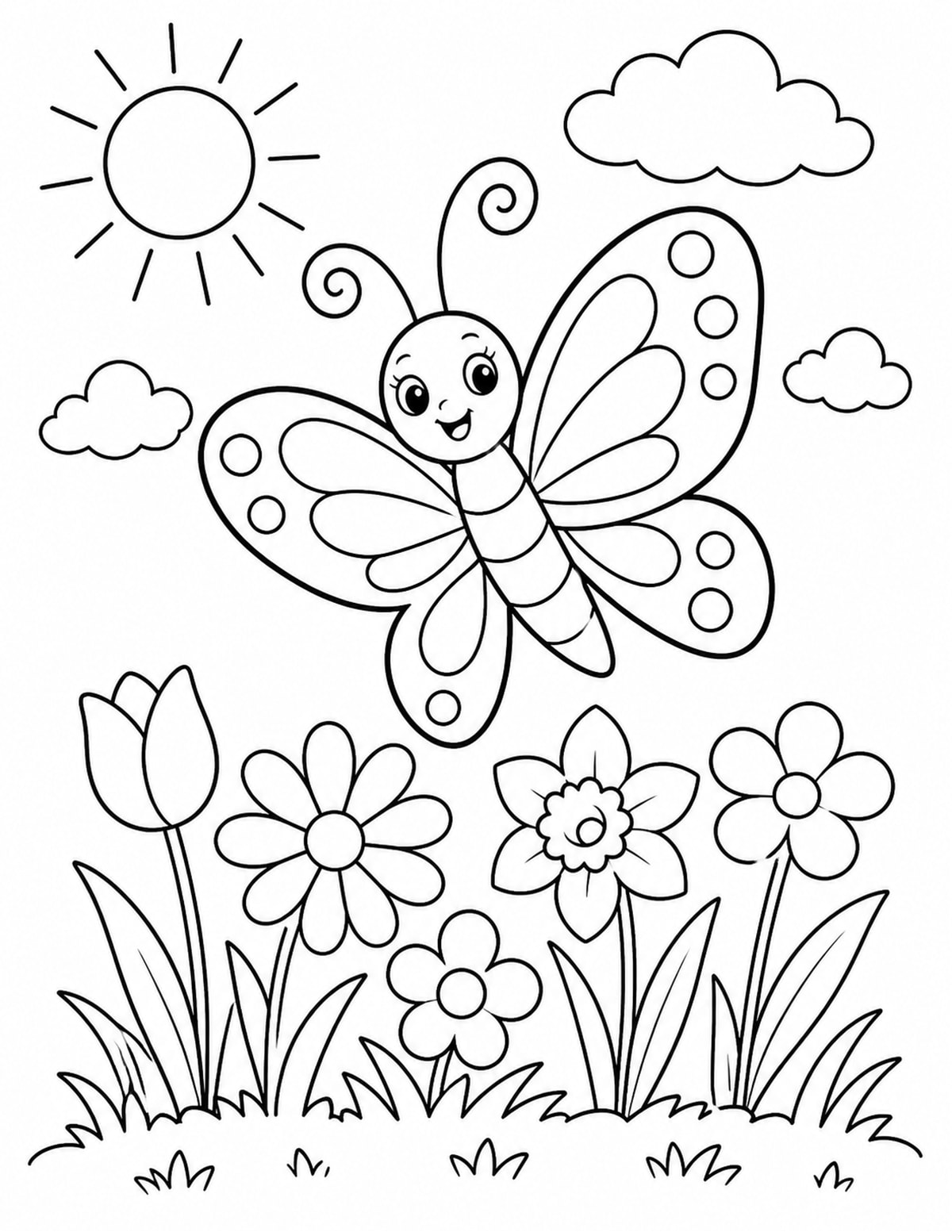 Butterfly Spring Coloring Page 7 printable preview