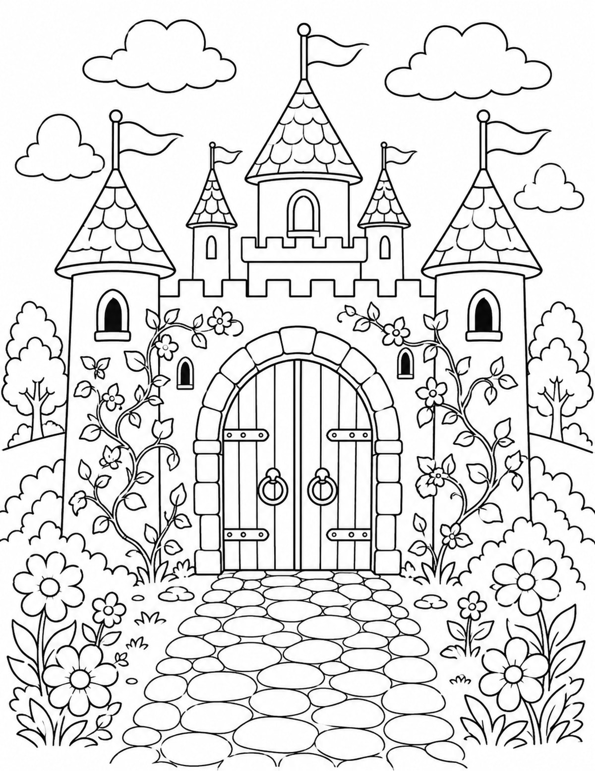 Castle Gate with Flags printable preview