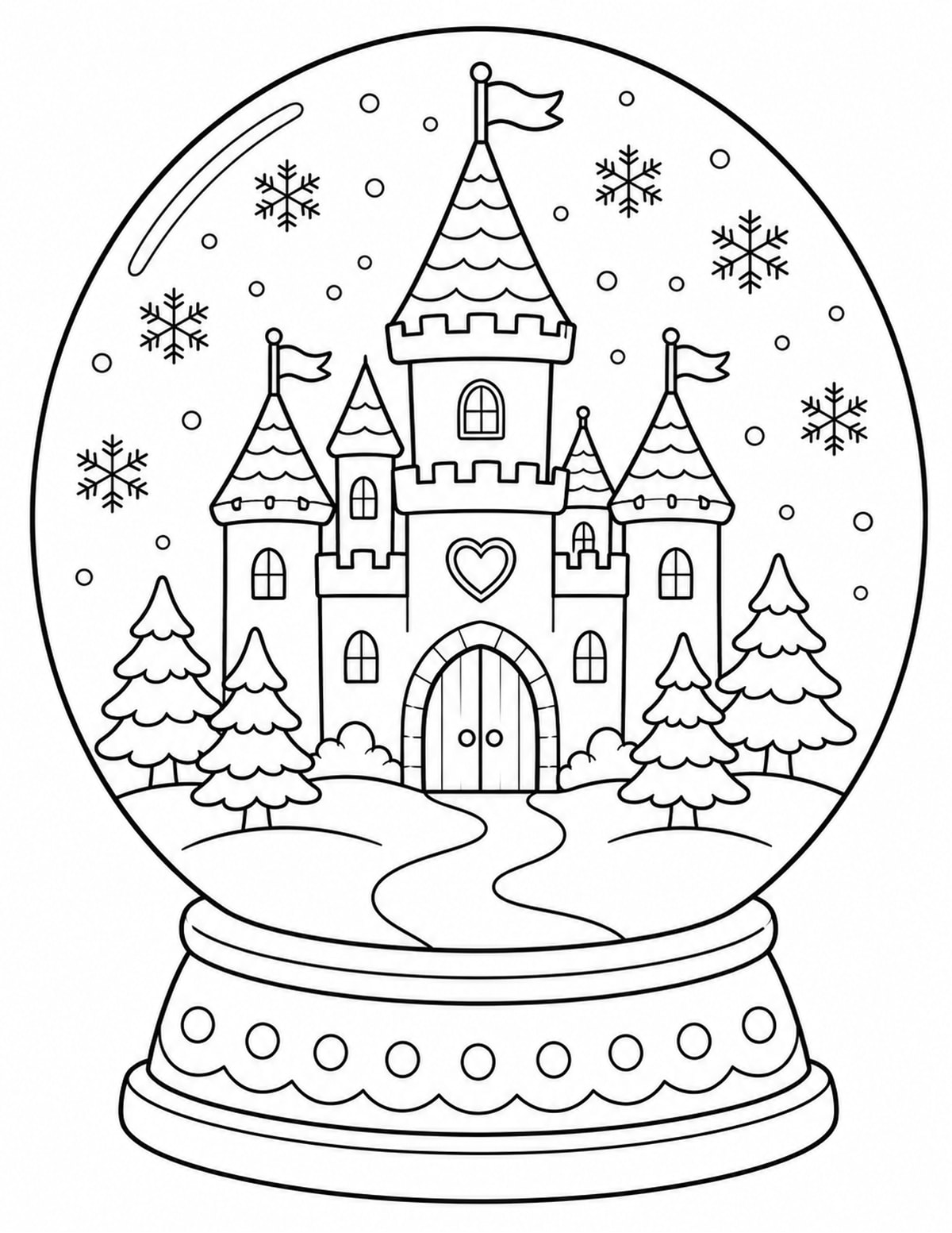 Castle Inside a Snow Globe-style Scene printable preview