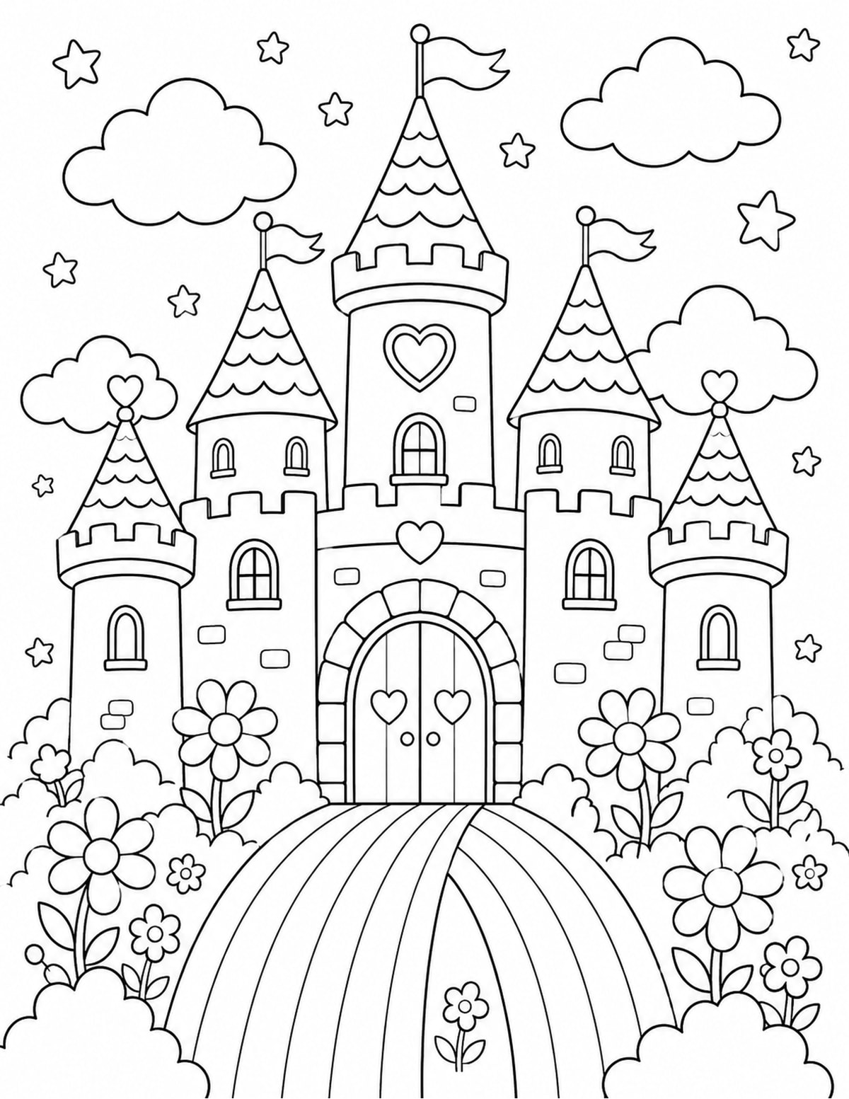 Castle with a Rainbow Bridge printable preview