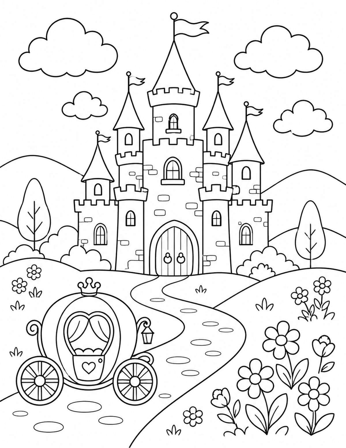 Castle with a Winding Road printable preview