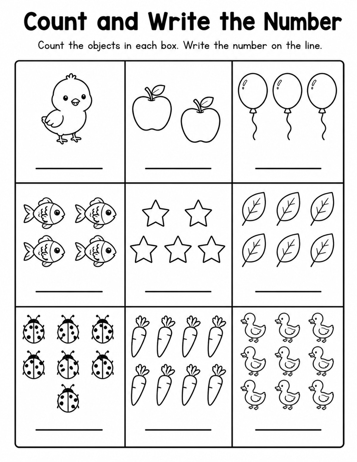 Mixed Count and Write Worksheet printable preview