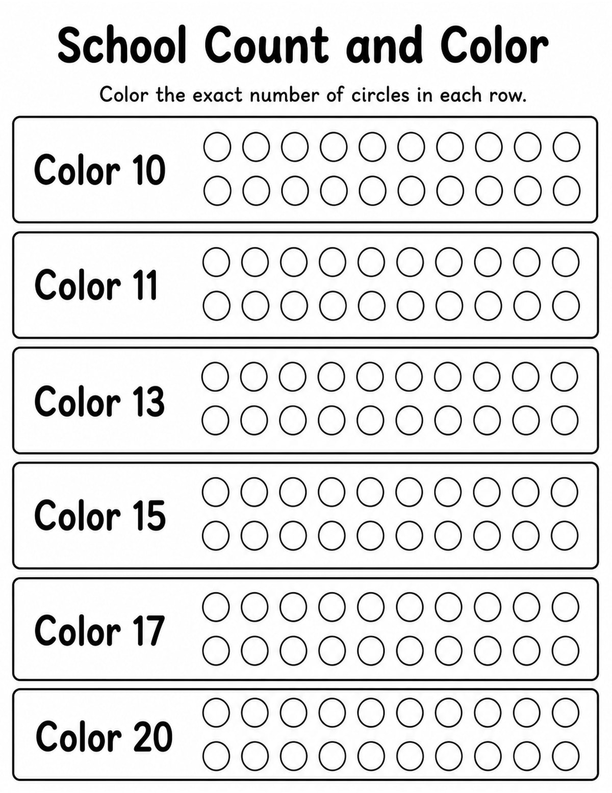 School Count and Color Worksheet printable preview
