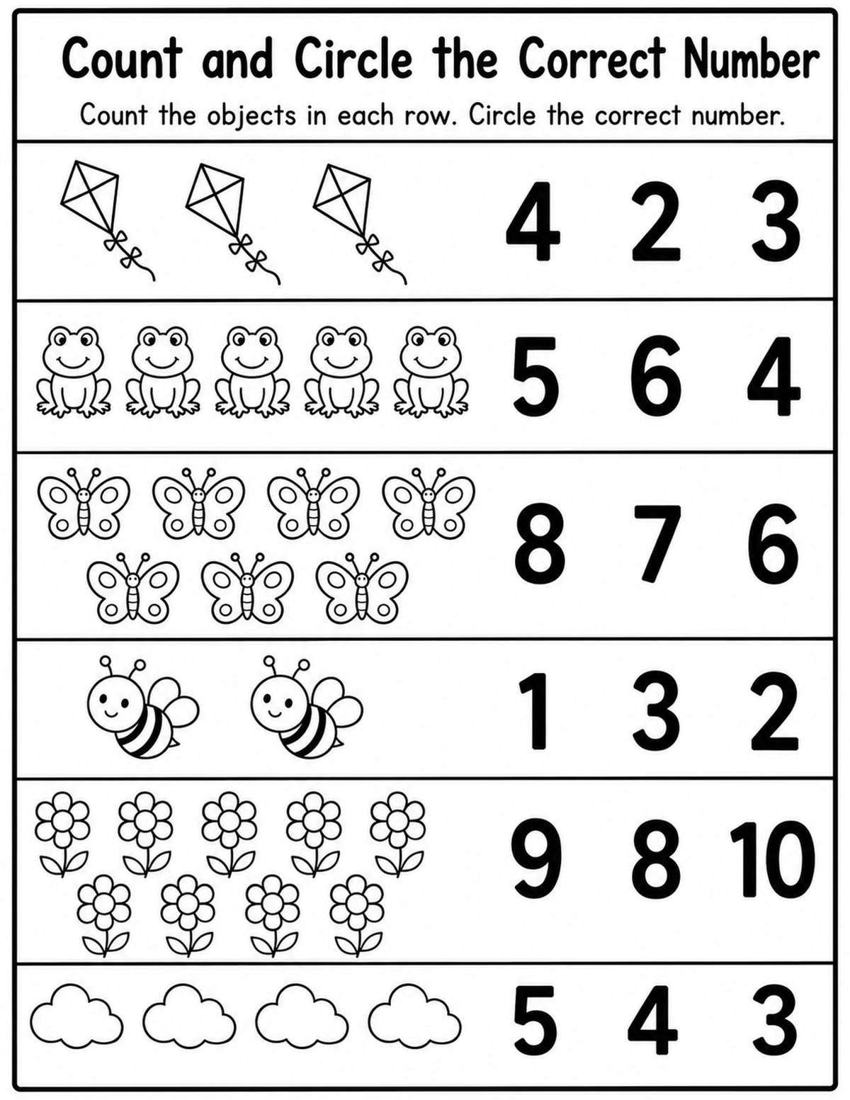 Spring Count and Circle Worksheet printable preview