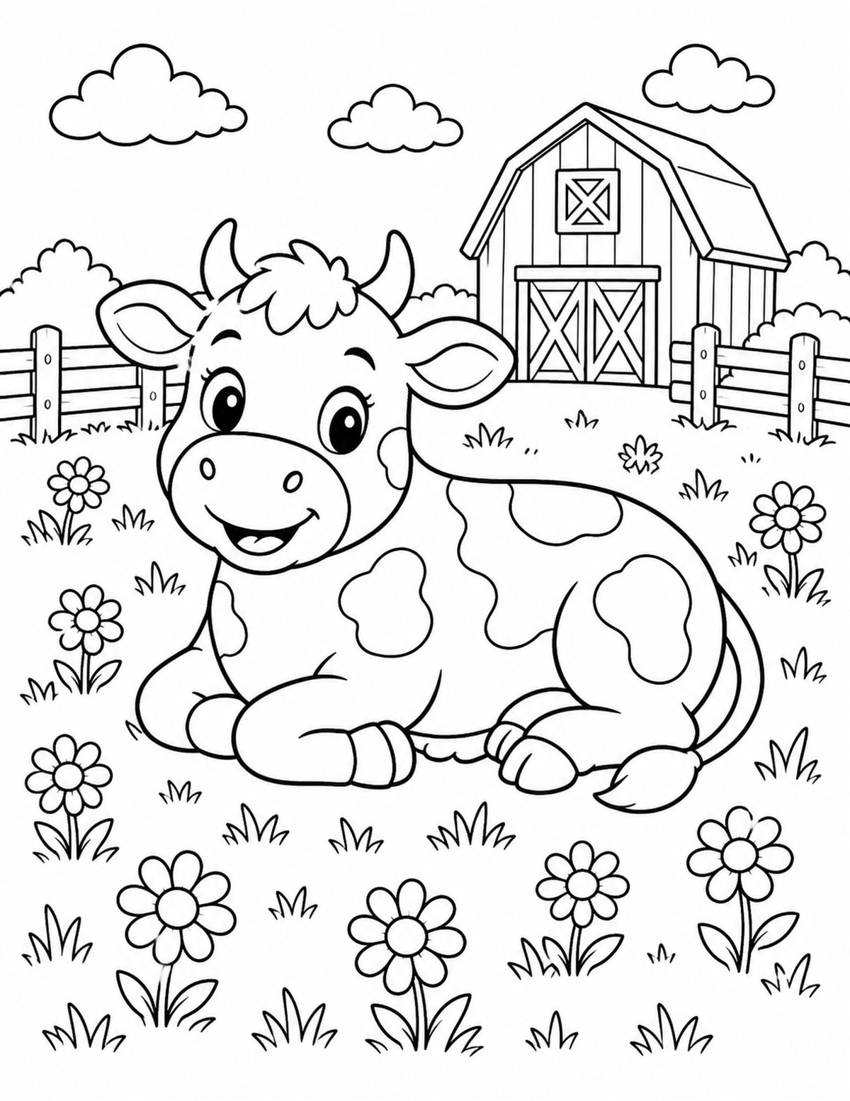 Cow Coloring Page 1 printable preview