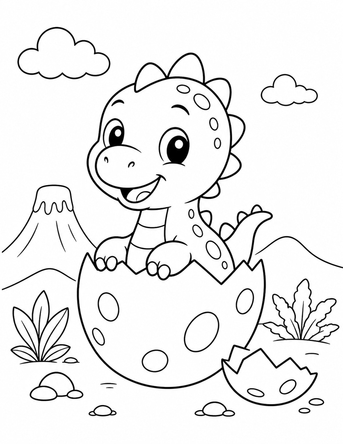 Baby Dinosaur Hatching from an Egg printable preview