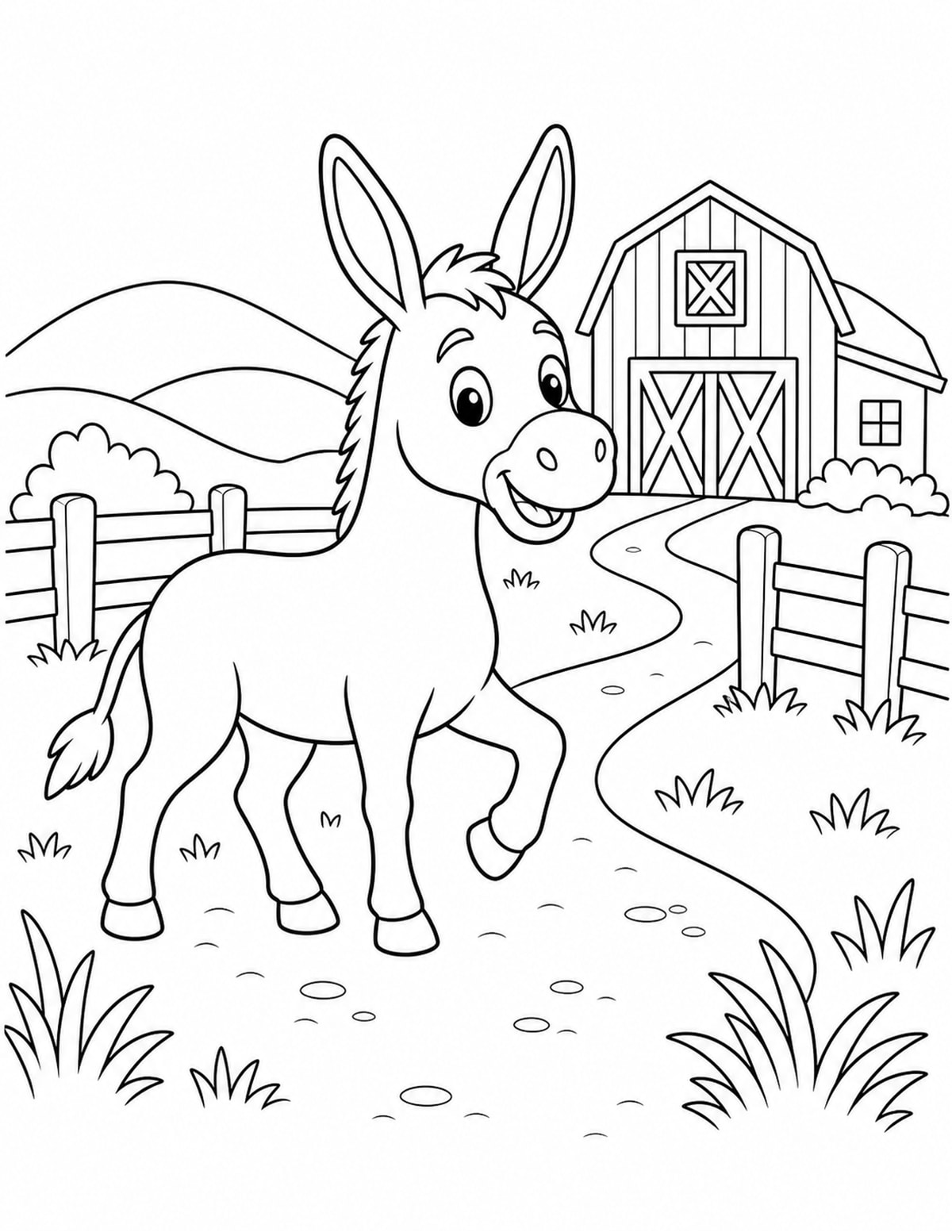Donkey Coloring Page 2 printable preview