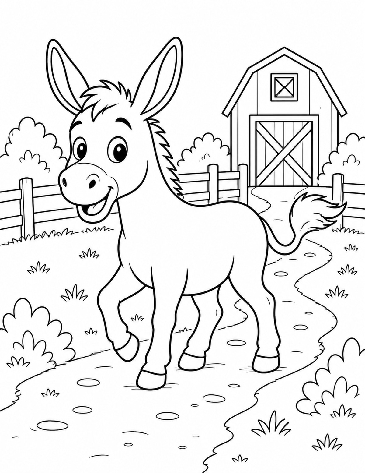 Donkey Coloring Page 3 printable preview