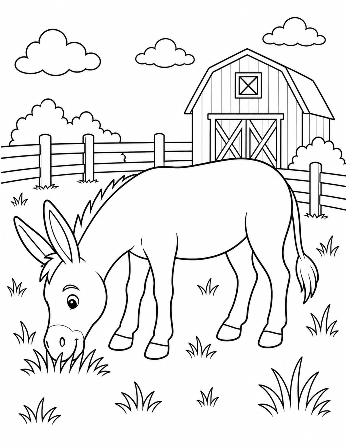 Donkey Coloring Page 4 printable preview