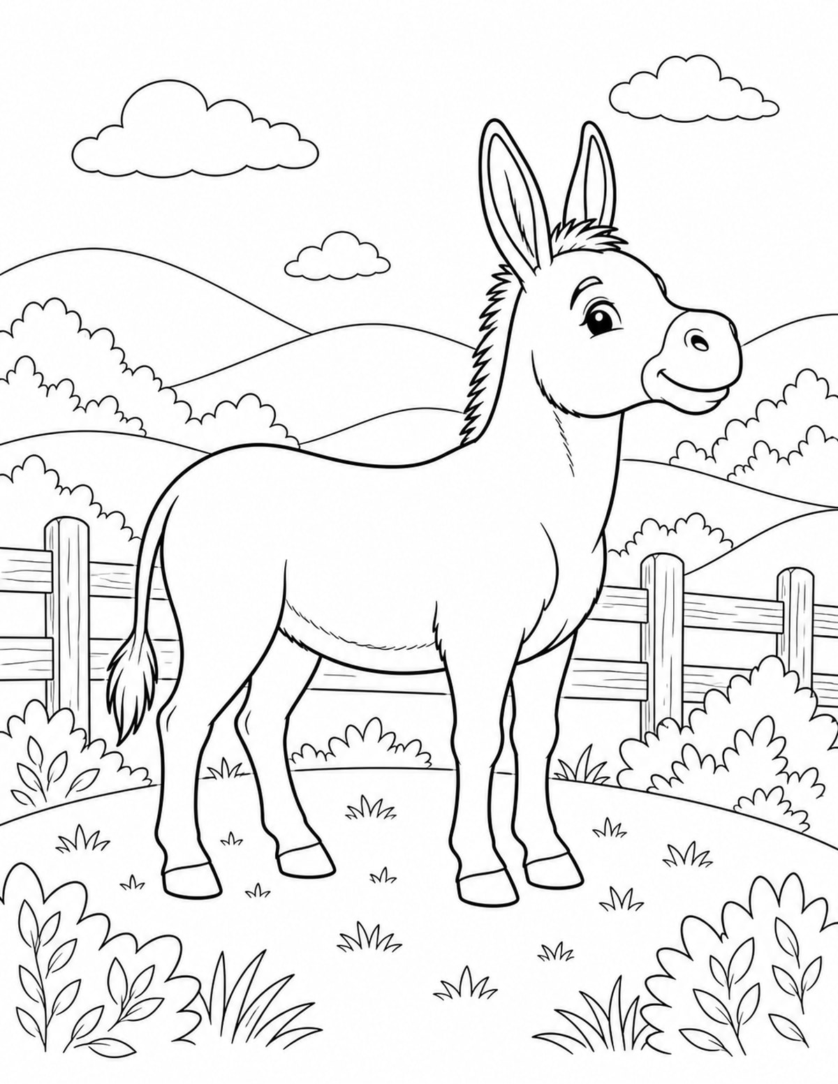 Donkey Coloring Page 6 printable preview