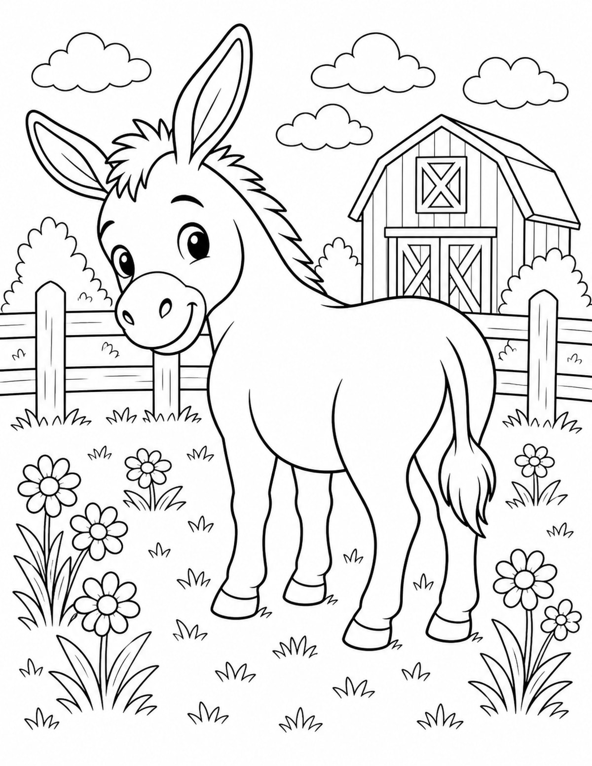 Donkey Coloring Page 7 printable preview