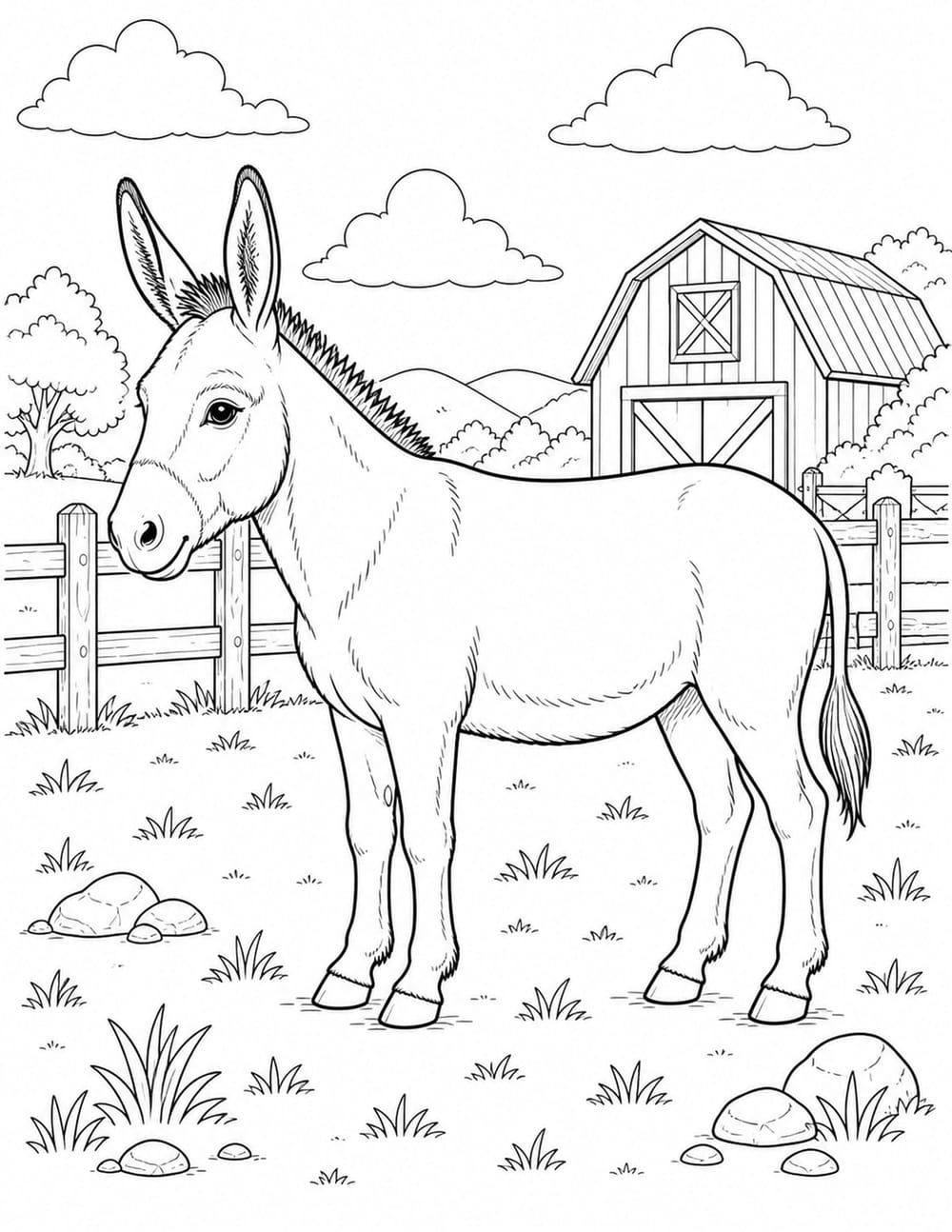 Donkey Coloring Page 8 printable preview