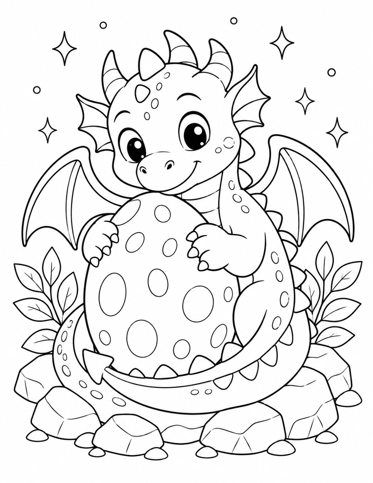 Dragon Curled around a Large Egg printable preview