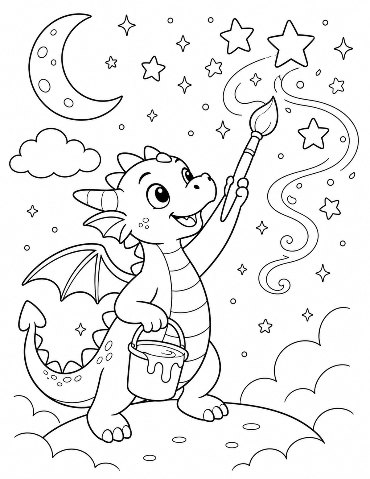 Dragon Painting Stars in the Sky printable preview