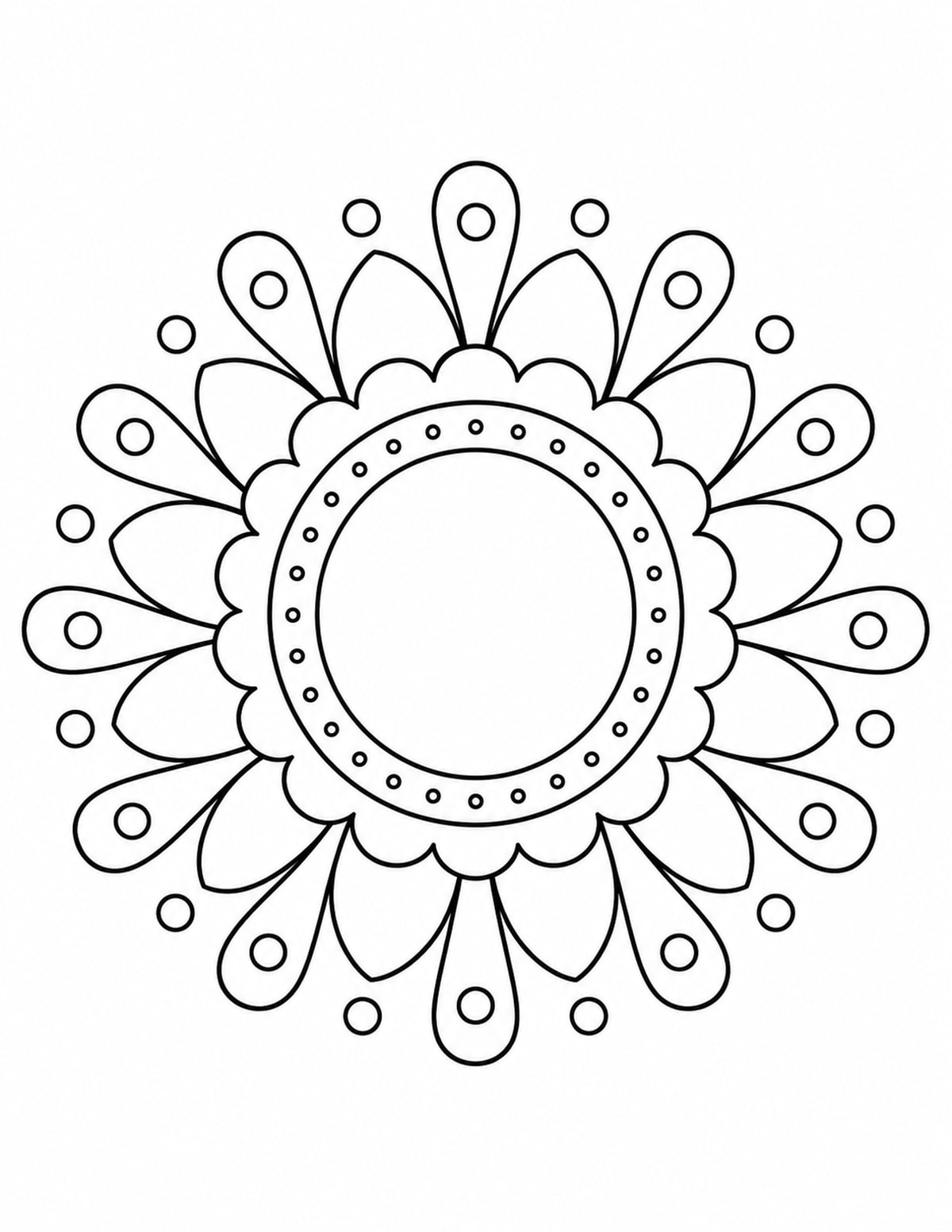 Petal Pattern Mandala Coloring Page printable preview