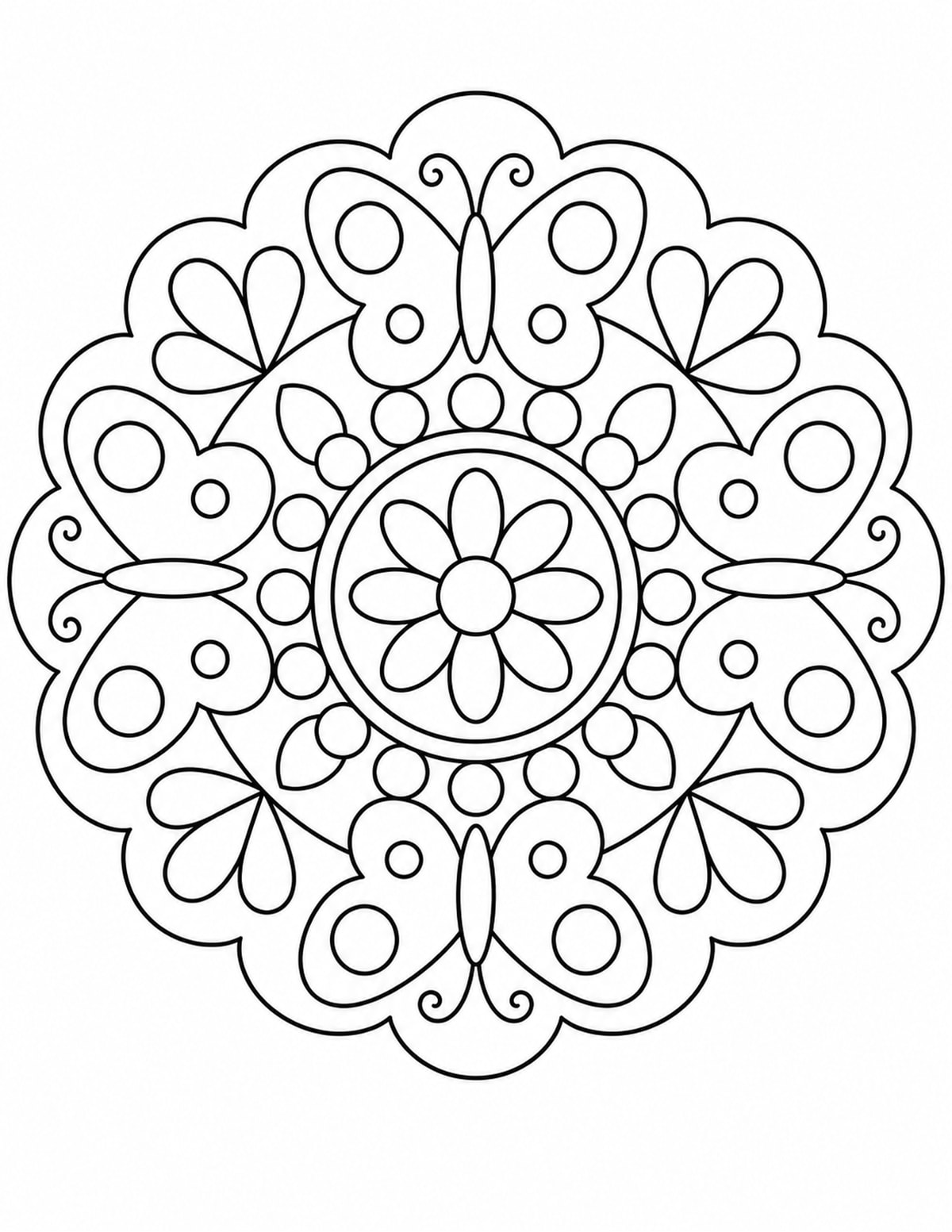 Calm Shapes Mandala Coloring Page printable preview