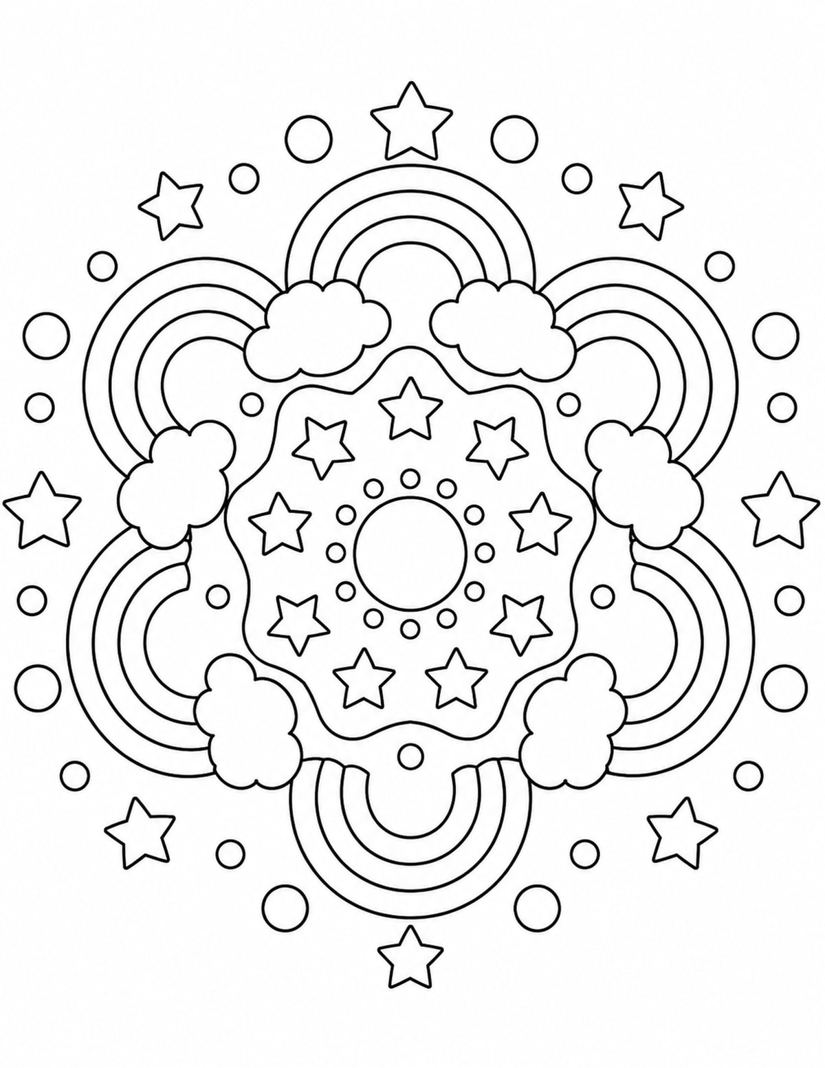 Beginner Garden Mandala Coloring Page printable preview
