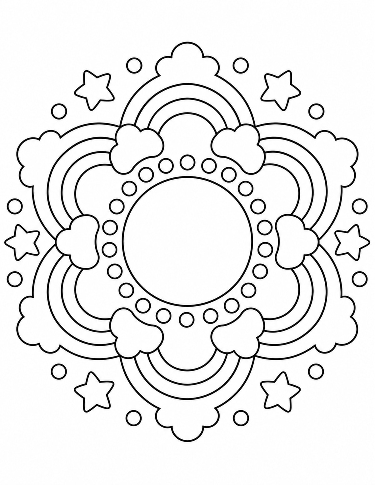 Large Space Mandala Coloring Page printable preview