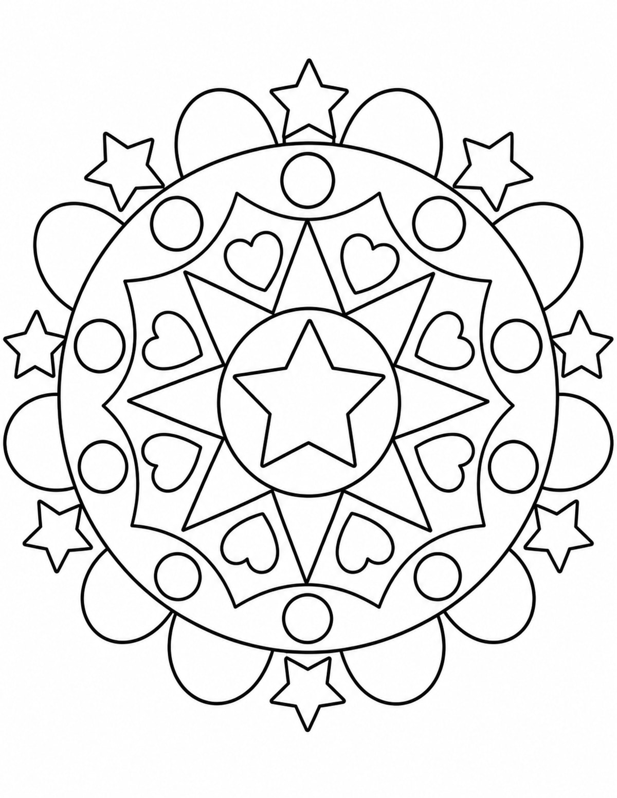 Simple Symmetry Mandala Coloring Page printable preview