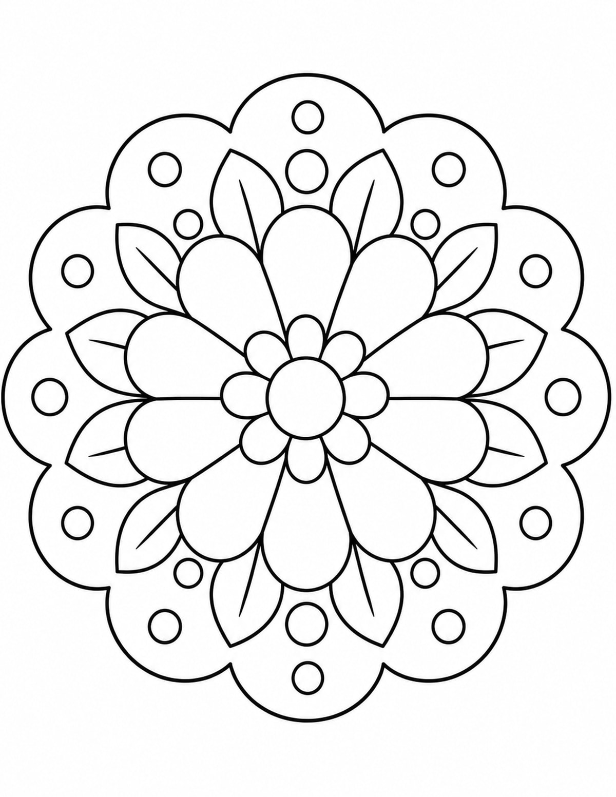 Easy Flower Mandala Coloring Page printable preview