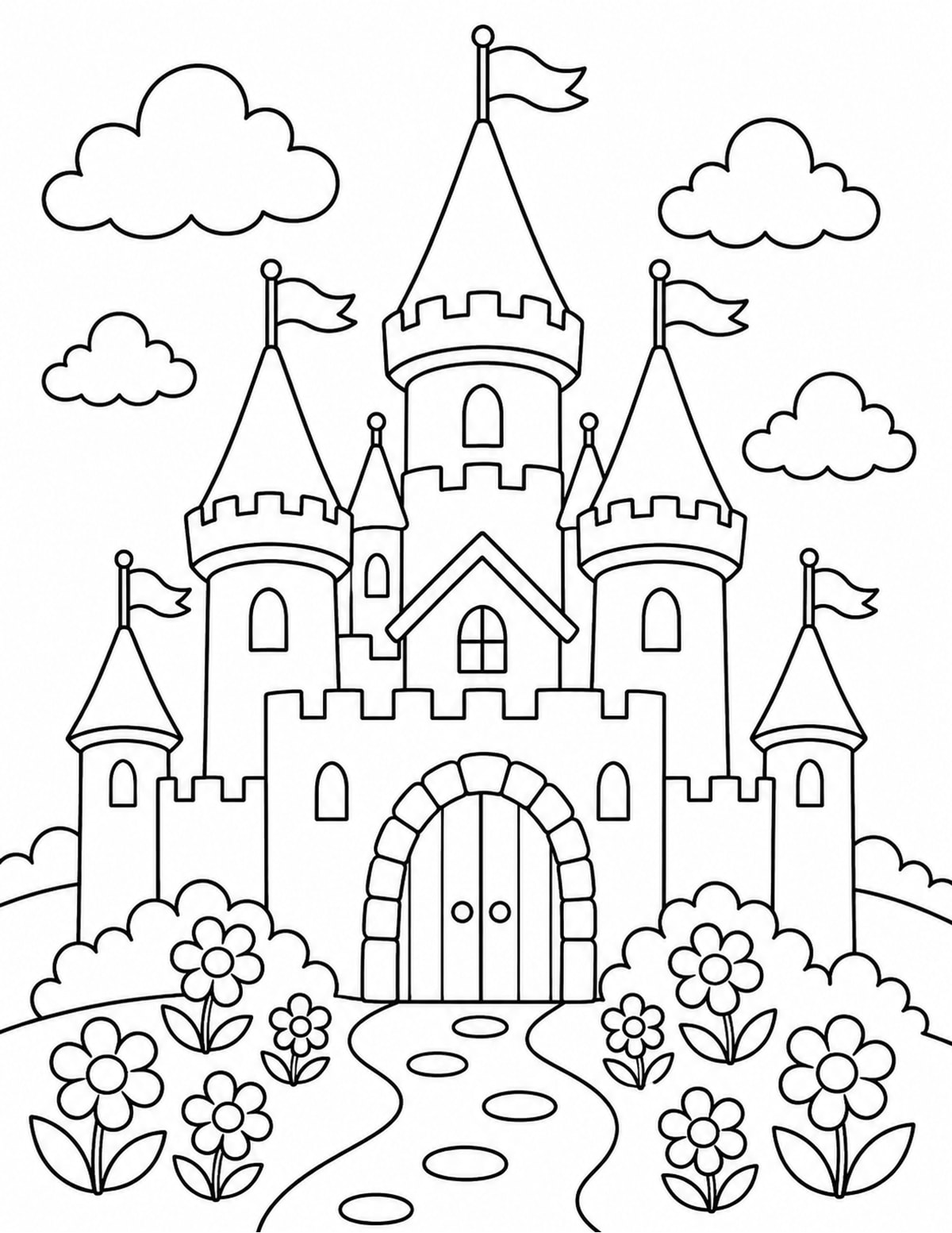 Fairy Tale Castle with Tall Towers printable preview