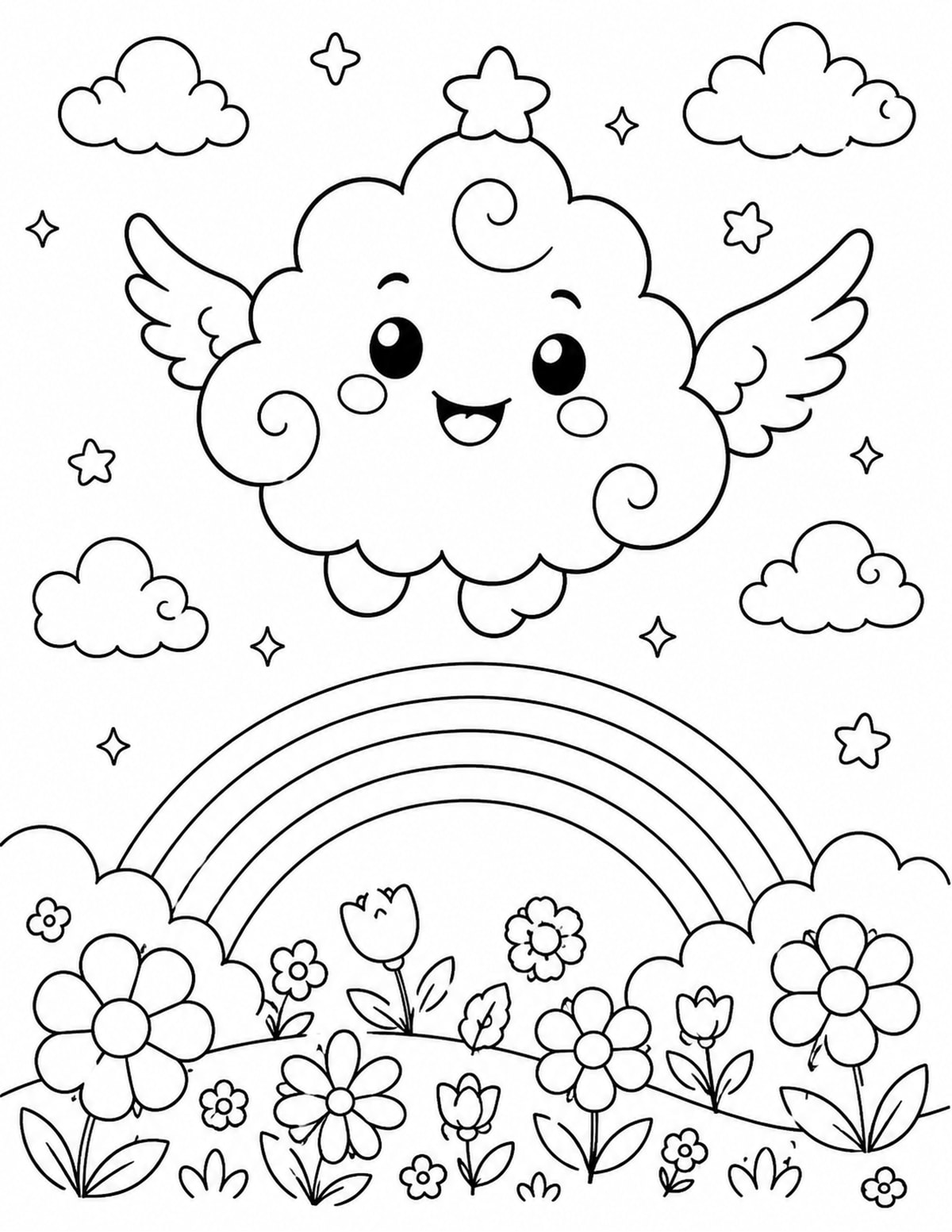Friendly Cloud Creature printable preview