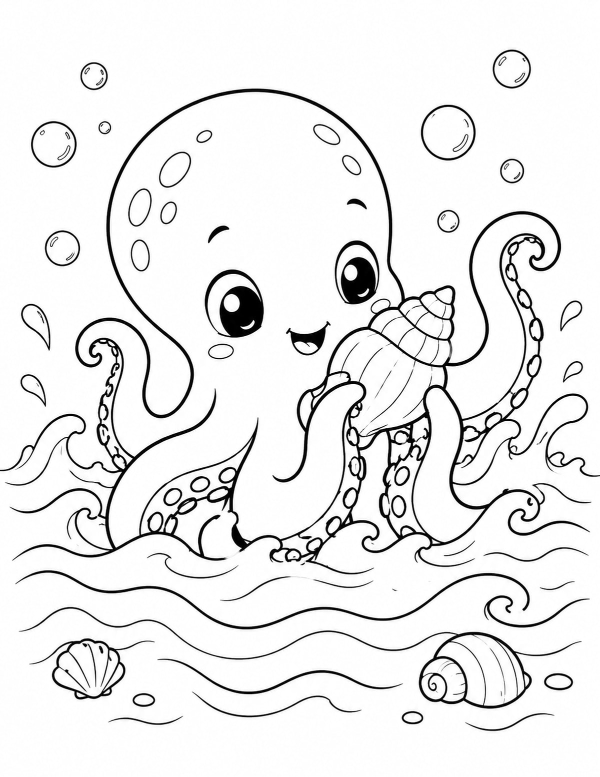 Gentle Kraken Baby Playing printable preview