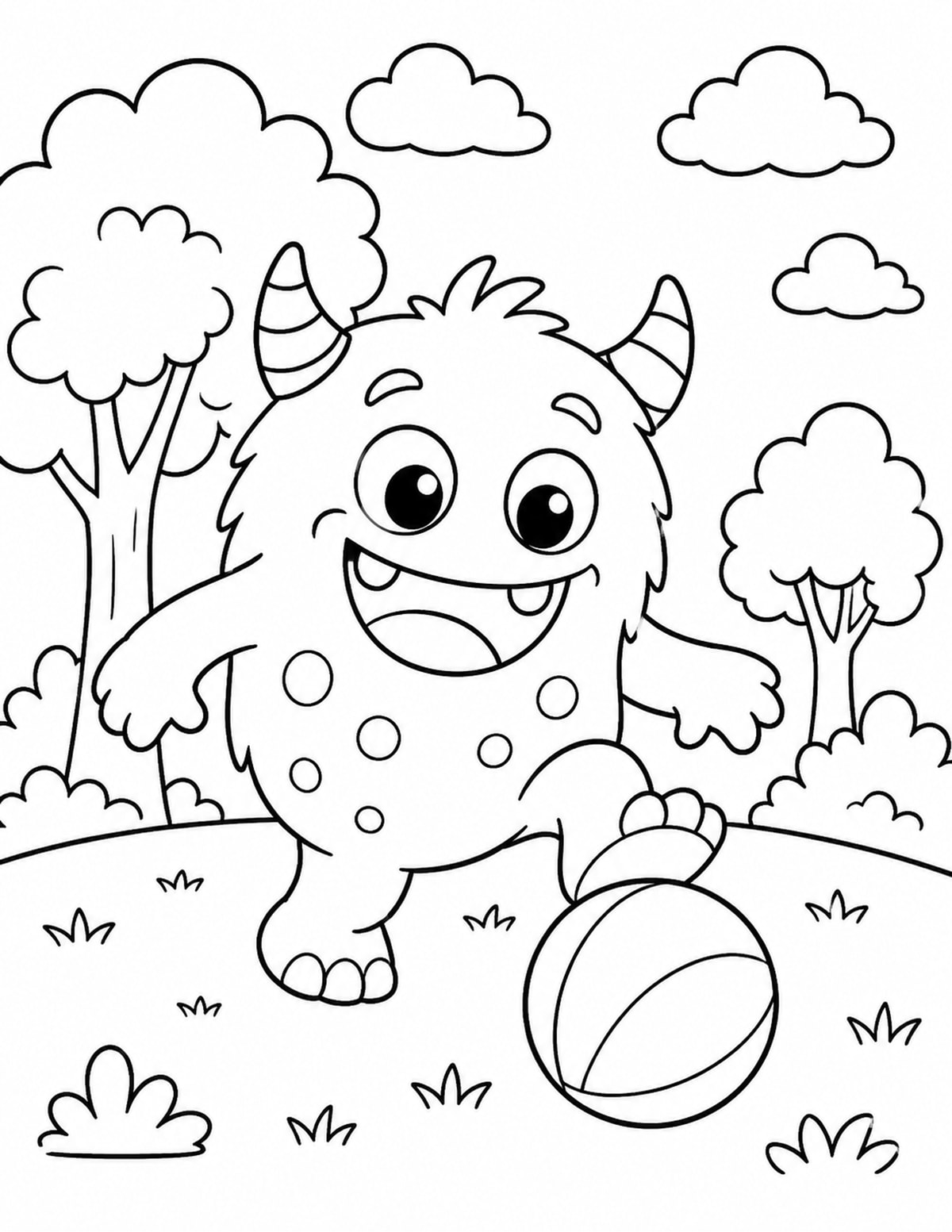 Happy Monster Playing printable preview