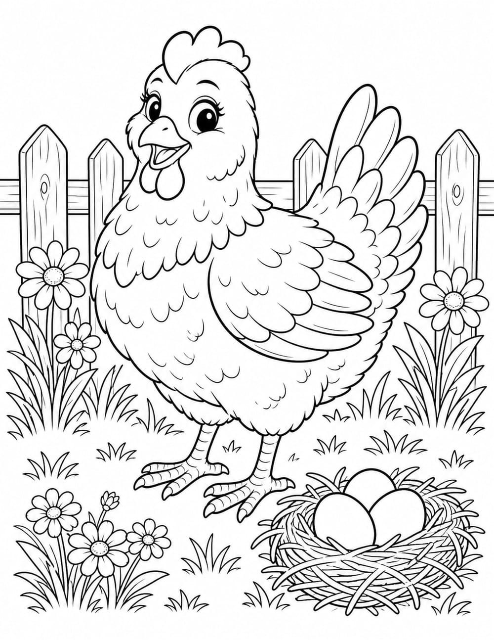 Hen Coloring Page 10 printable preview