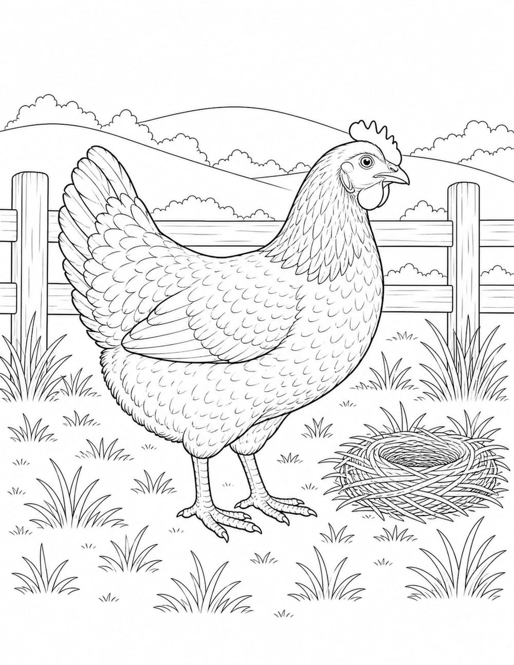 Hen Coloring Page 2 printable preview