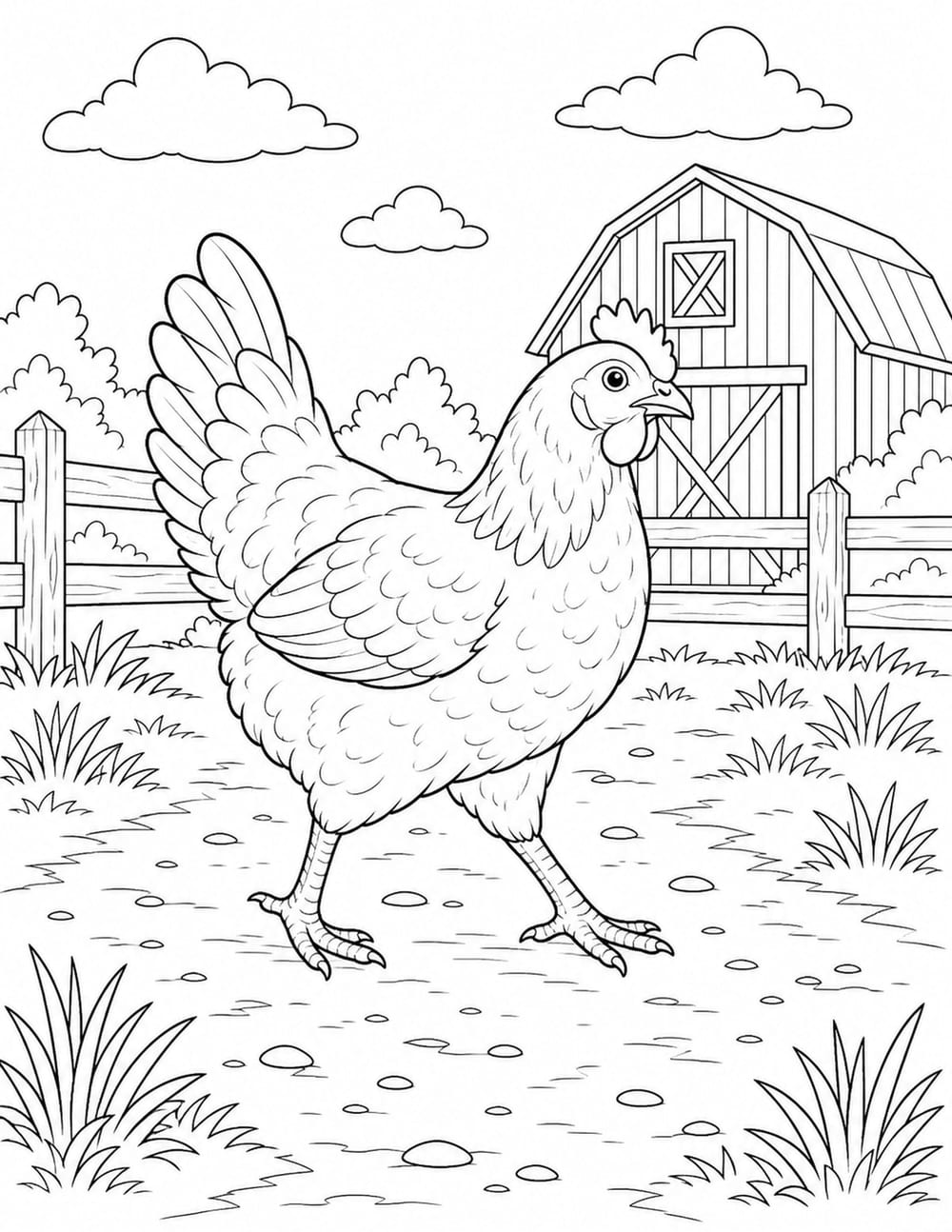 Hen Coloring Page 3 printable preview