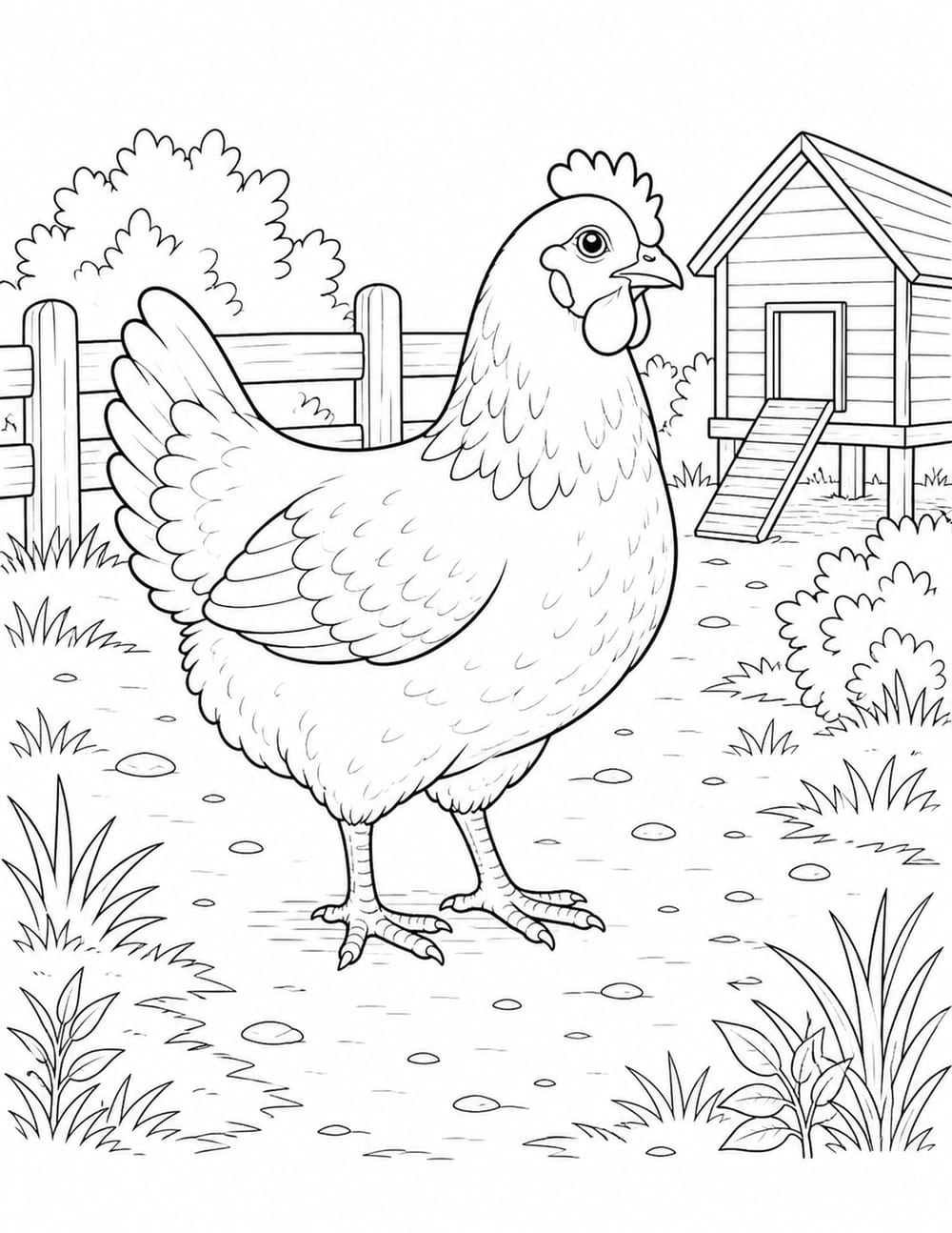 Hen Coloring Page 4 printable preview