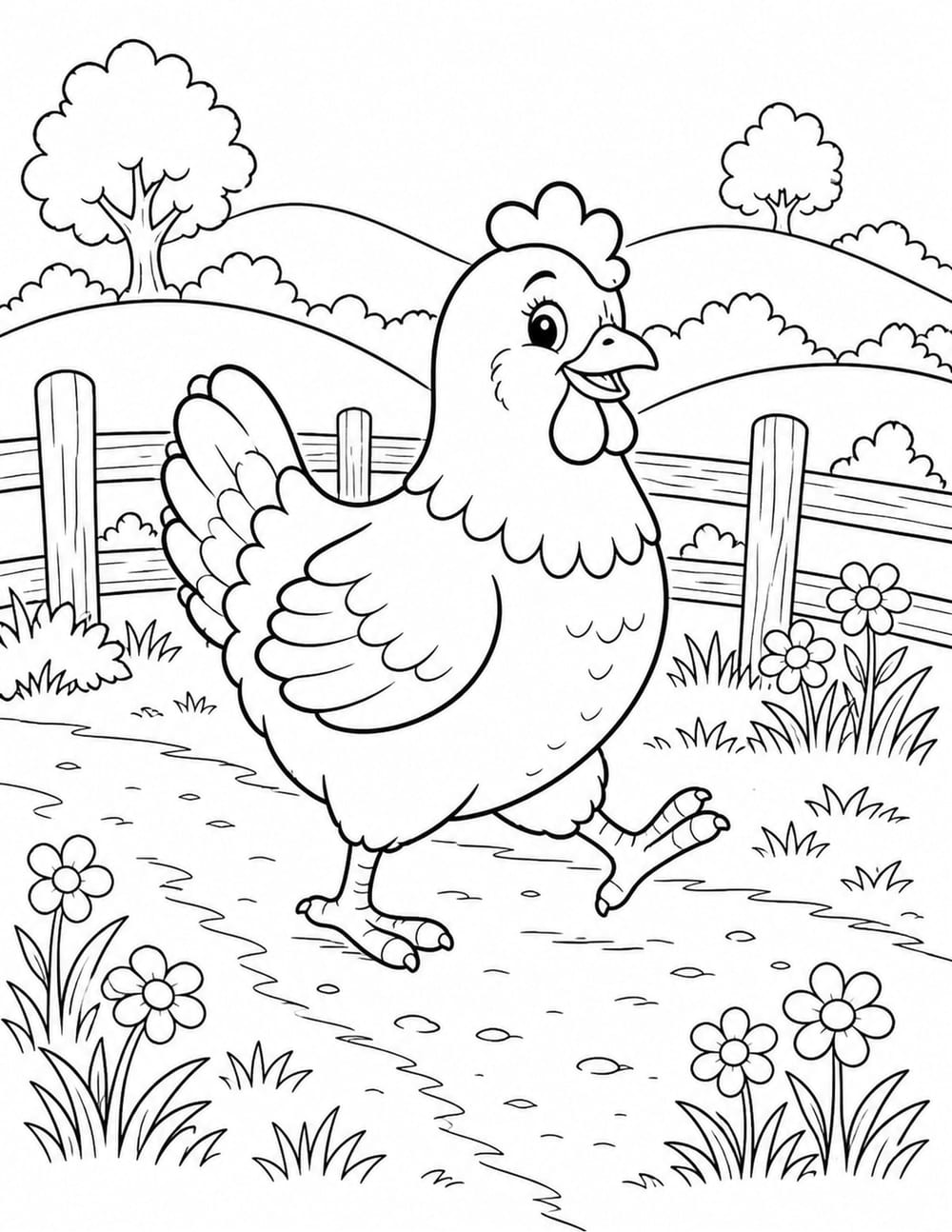 Hen Coloring Page 6 printable preview