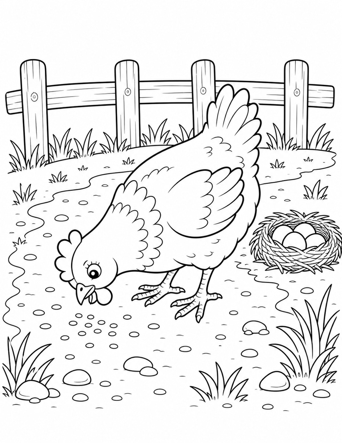 Hen Coloring Page 7 printable preview