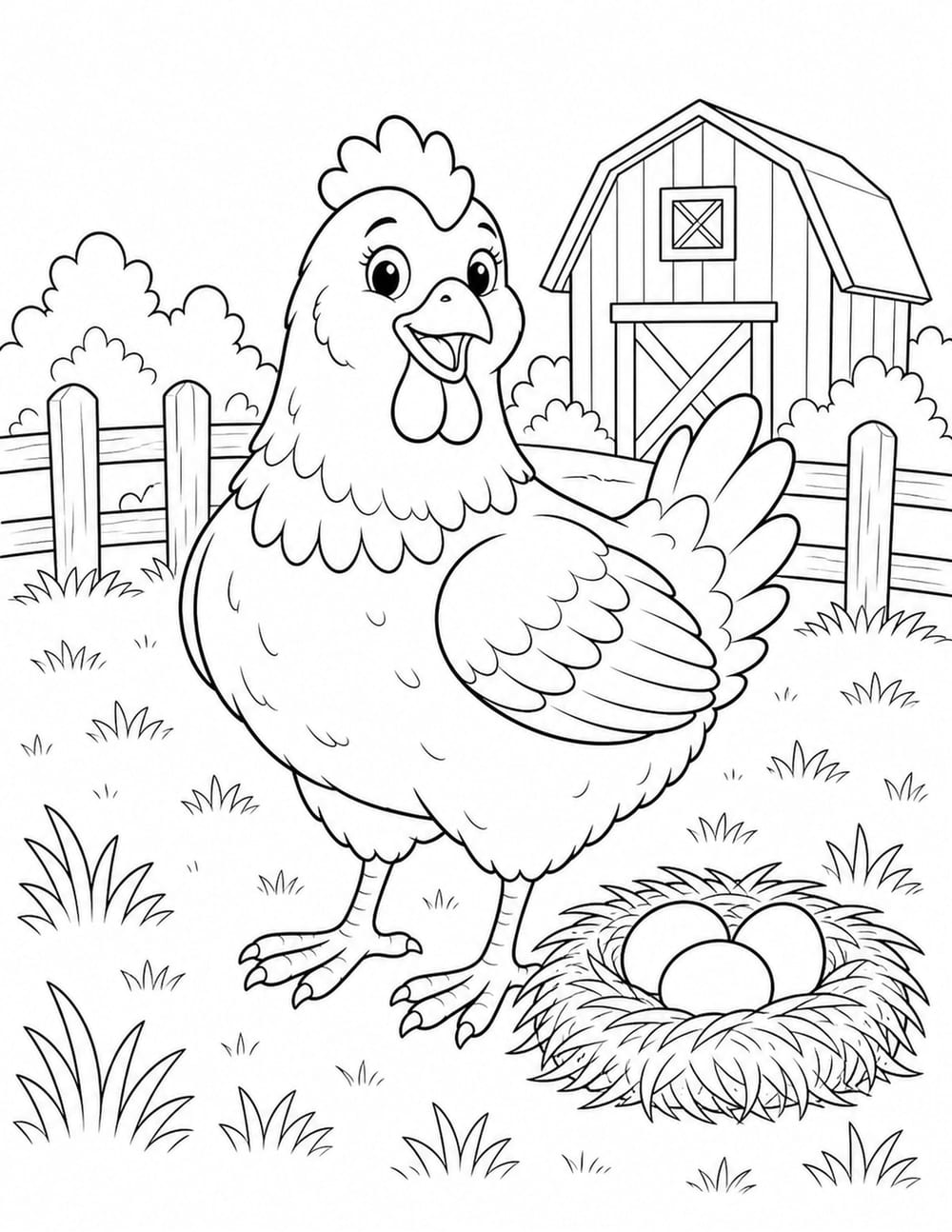 Hen Coloring Page 8 printable preview