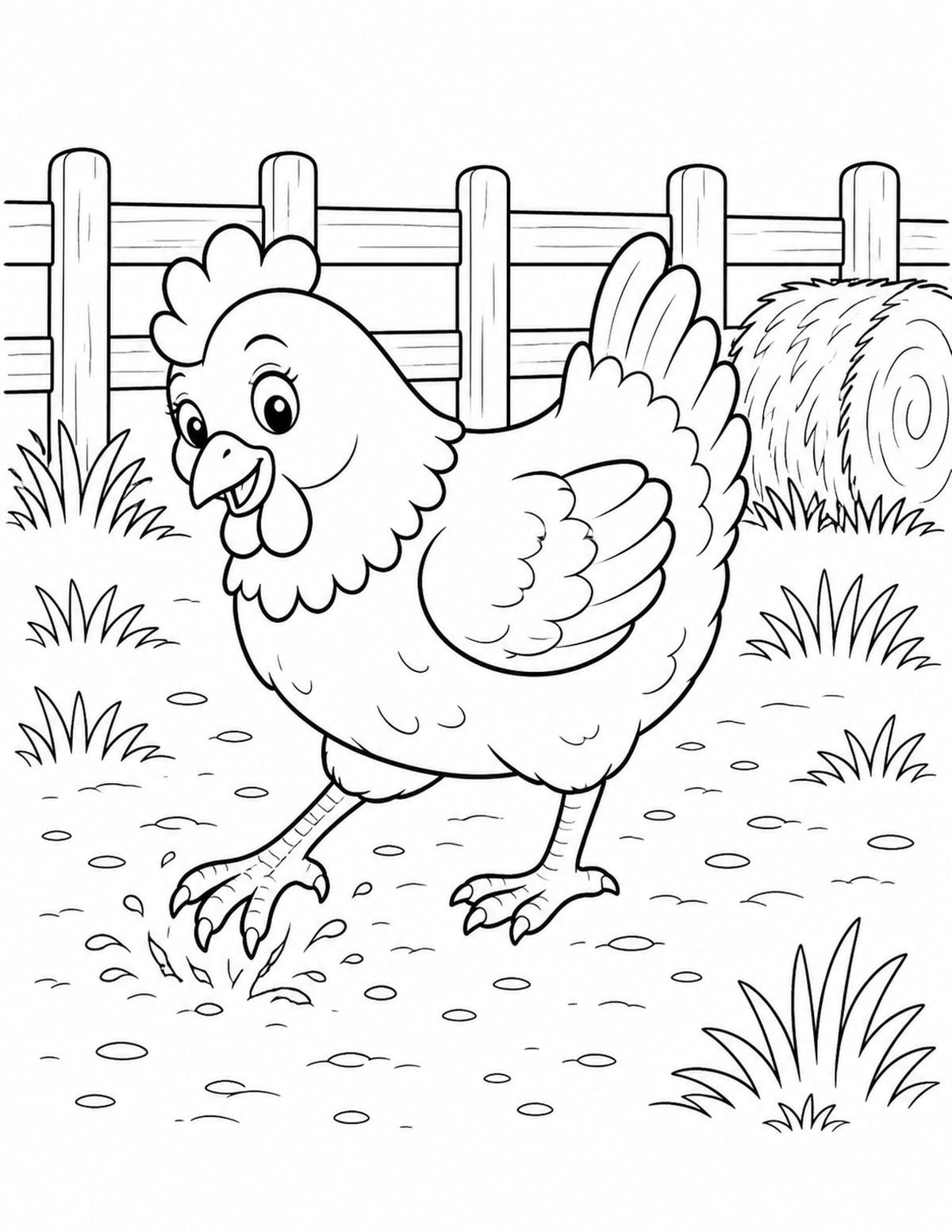 Hen Coloring Page 9 printable preview