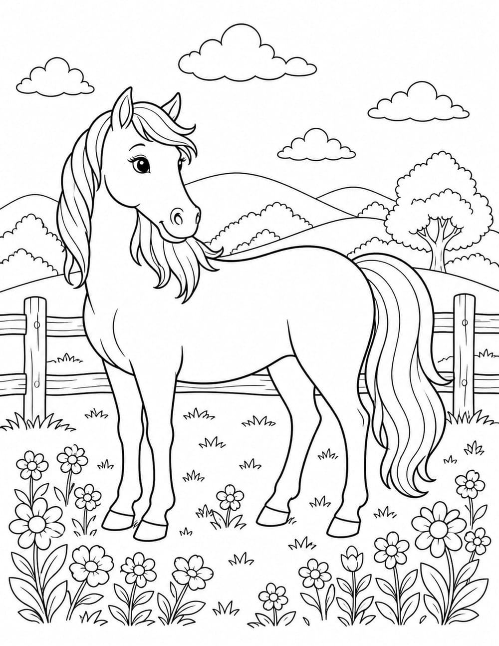Horse Coloring Page 1 printable preview